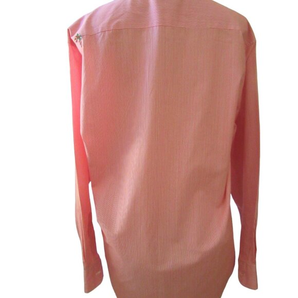 Vintage Las Olas Button Down Shirt w Christmas Theme in Pink & White, SZ Large - Picture 5 of 8